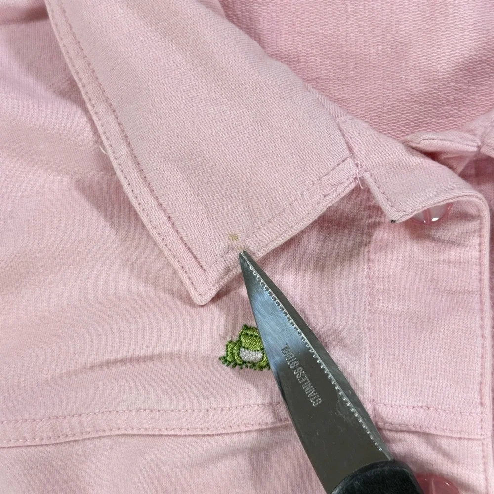 VTG Links Frog Embroidered Vest Womens L Pink Cottagecore Whimsical Sweatshirt L